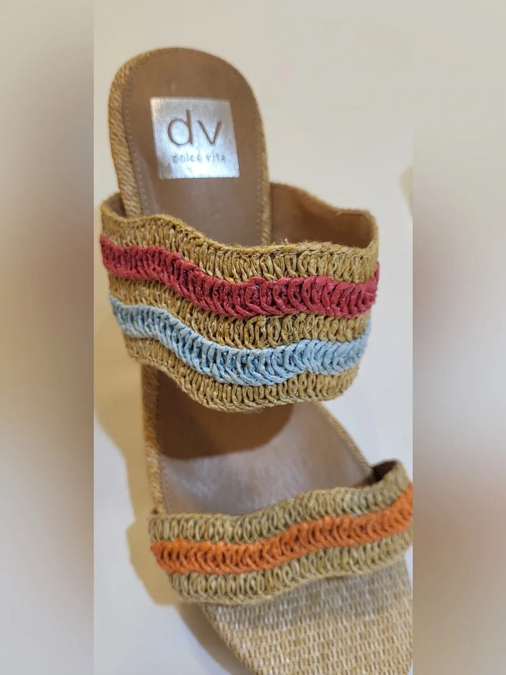 DOLCE VITA tan raffia Espadrille platform wedge sandals